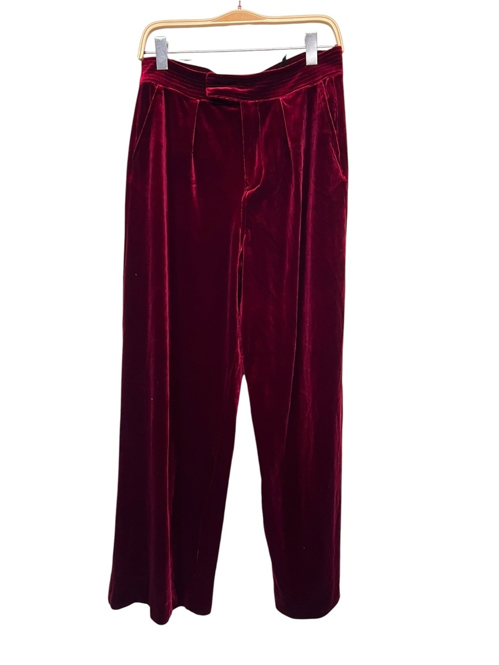 New BLANKNYC Velvet Wide-Leg Trousers Pants‎ in Burgundy